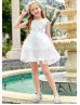Beaded Ivory Lace Tulle Layered Flower Girl Dress With Horsehair Hem